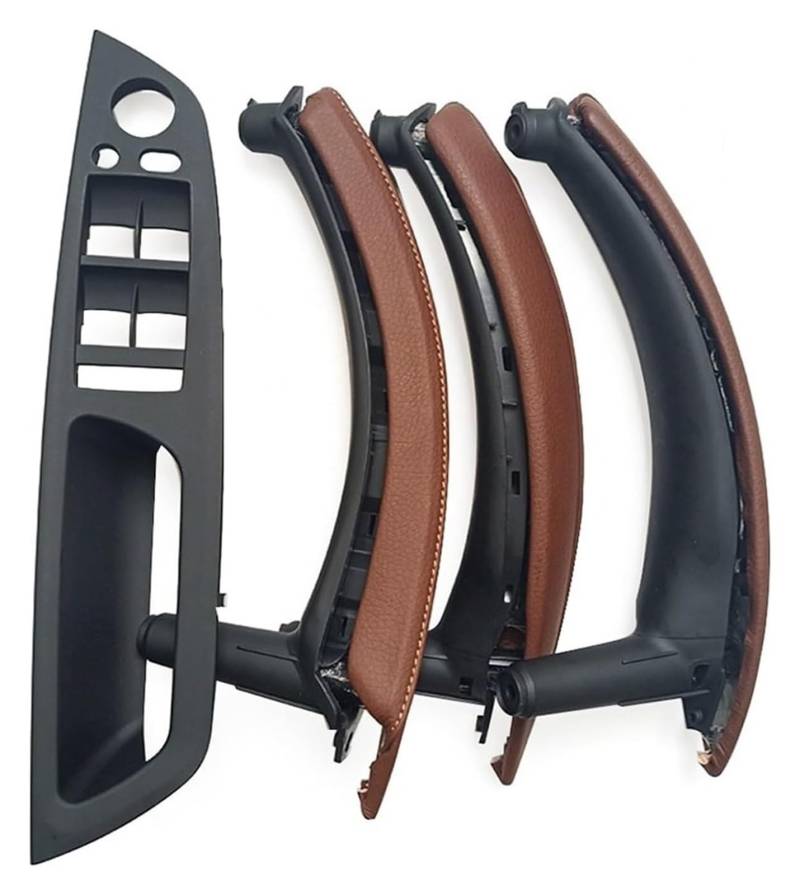 Auto Innere Türgriffverkleidung Für X5 X6 E70 E71 E72 2007-2013 Innenverkleidung Pull Trim Leder Außenbezug Set(Lhd Red Brown 7pcs) von WERKFNKBNH