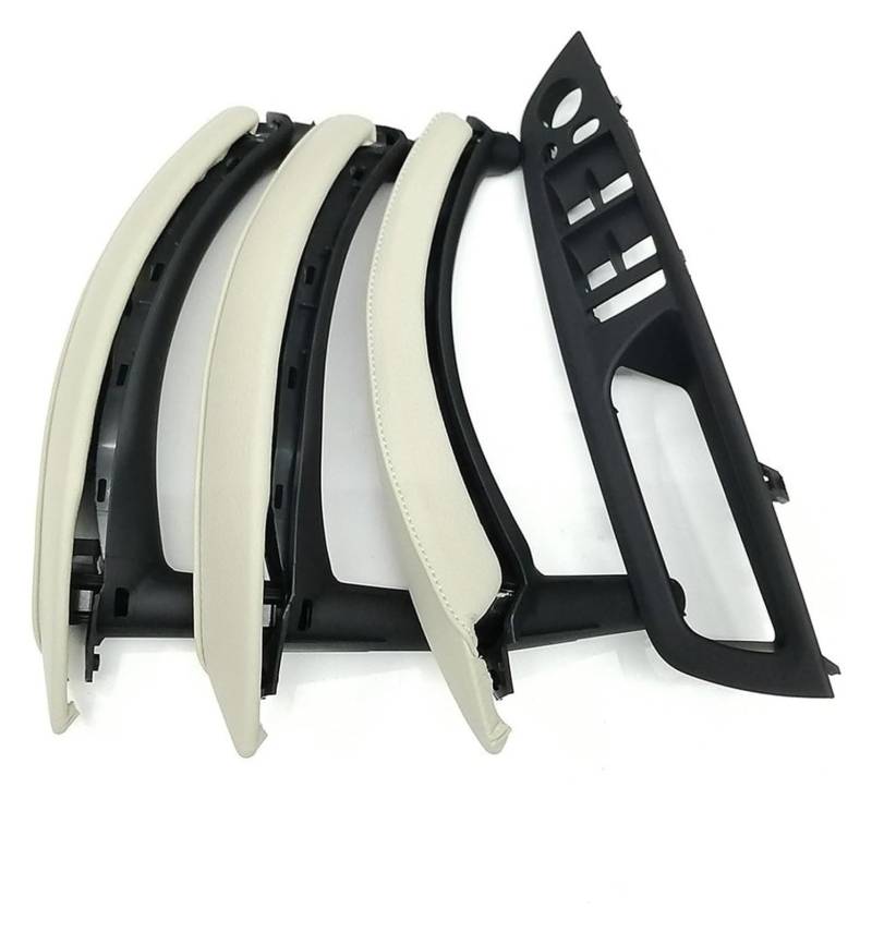 Auto Innere Türgriffverkleidung Für X5 X6 E70 E71 E72 2007-2013 Innenverkleidung Pull Trim Leder Außenbezug Set(Rhd Creamy 7pcs Set) von WERKFNKBNH