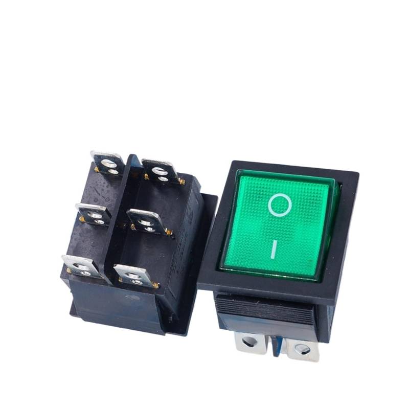 10pcs KCD4 Green Rocker Switch 6 Pins Boat Shaped 16A 250V Green Light Lamp Push Button Electrical Selector ON-Off WERQKJXCZ von WERQKJXCZ