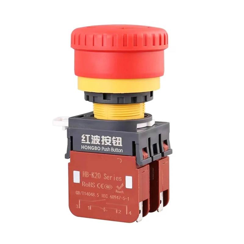 HB-K20 Waterproof IP65 22mm 20A Emergency Stop Mushroom Head Push Button Switch 2NO 2NC WERQKJXCZ von WERQKJXCZ