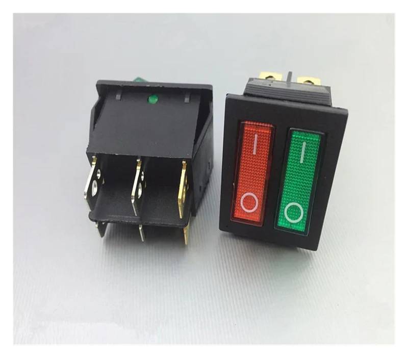 Red Green Illuminated SPST ON/OFF Two Position 2 Gang Boat Rocker Switch 6 Pin KCD8 212N WERQKJXCZ von WERQKJXCZ