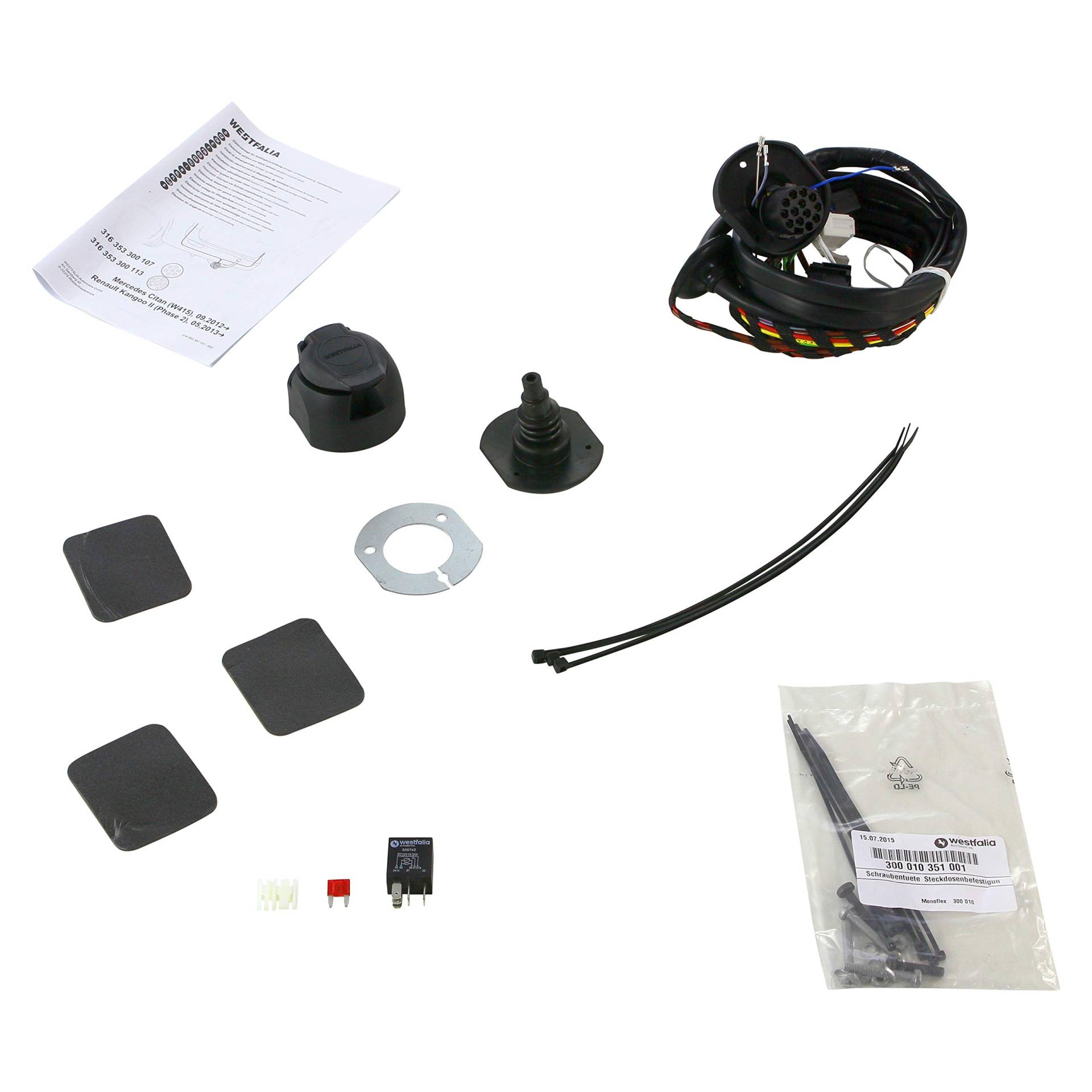 Westfalia Elektrosatz 13-polig und fahrzeugspezifisch für Mercedes Citan (BJ 10/2012-08/2021), Renault Kangoo (inkl. Grand, Rapid, Bebop) (BJ 05/2013-04/2021) von WESTFALIA Automotive