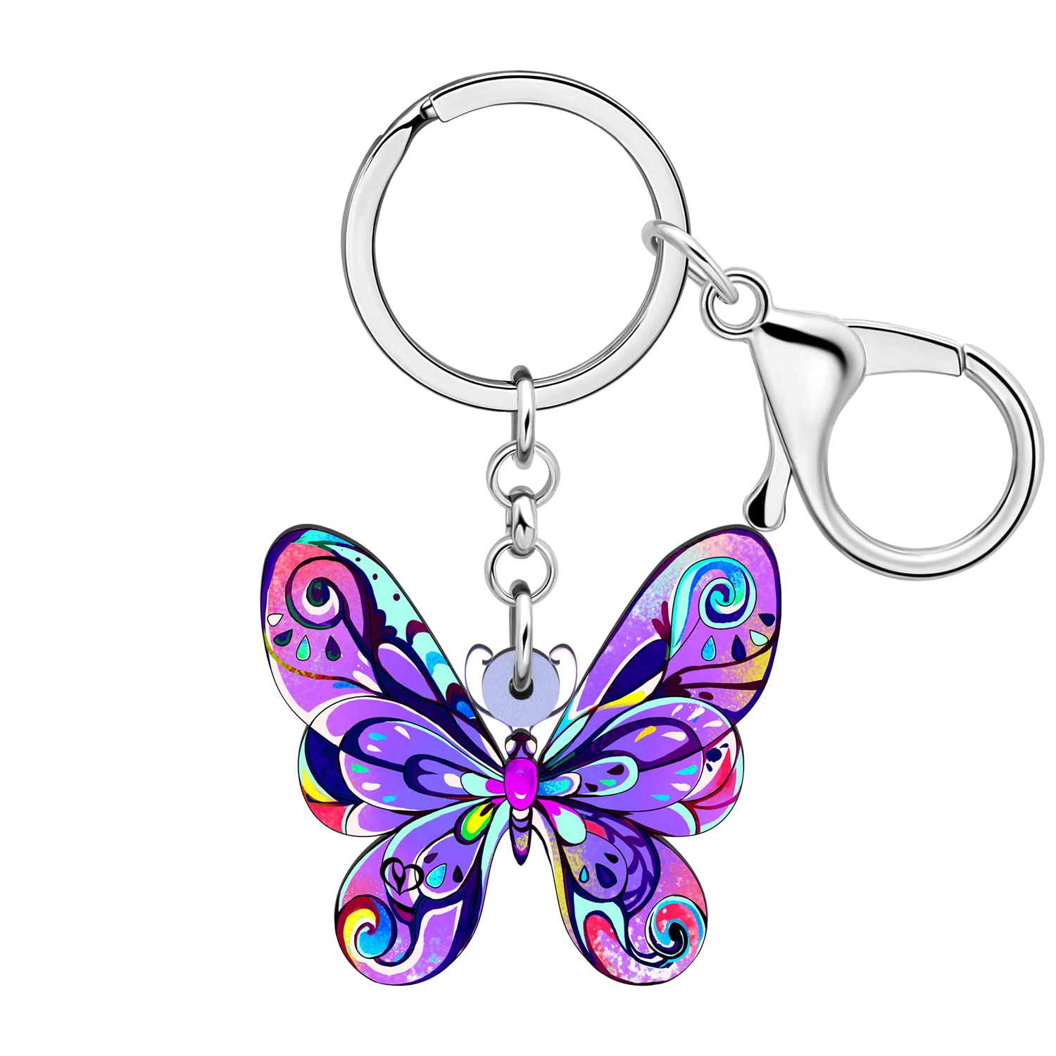WEVENI Cute Butterfly Schlüsselanhänger Acryl Schmetterling Schlüsselring Tasche Auto Zubehör Geschenke für Frauen Mädchen (Iris) von WEVENI JEWELRY