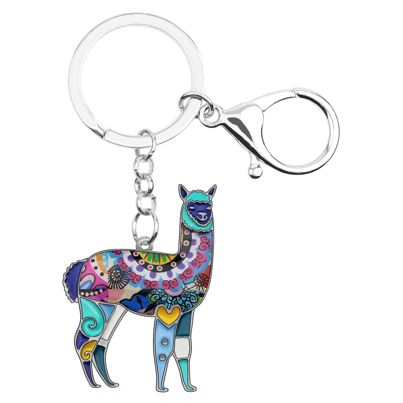 WEVENI Cute Lama Keychain Alpaka Schlüsselanhänger Mode Lama Geschenke für Damen Frauen Mädchen Lama Dekor Geldbörse Charms (Blau) von WEVENI JEWELRY