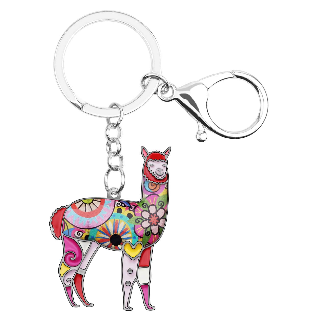WEVENI Cute Lama Keychain Alpaka Schlüsselanhänger Mode Lama Geschenke für Damen Frauen Mädchen Lama Dekor Geldbörse Charms (Rot) von WEVENI JEWELRY