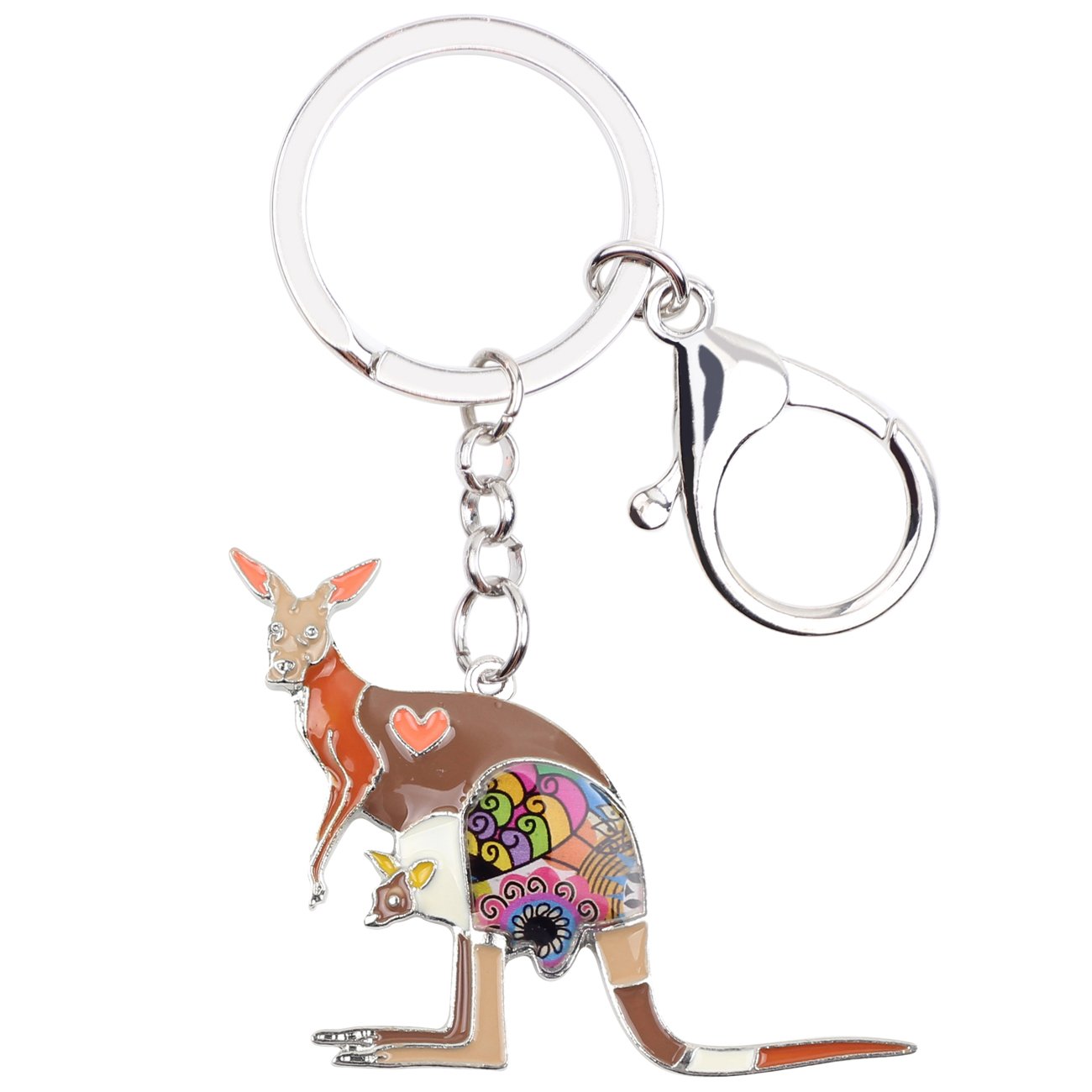 WEVENI Emaille Australia Känguru Schlüsselanhänger Cute Kanguru Zubehör Für Damen Frauen Mädchen Tasche Brieftasche Auto Charms (Grau) von WEVENI JEWELRY