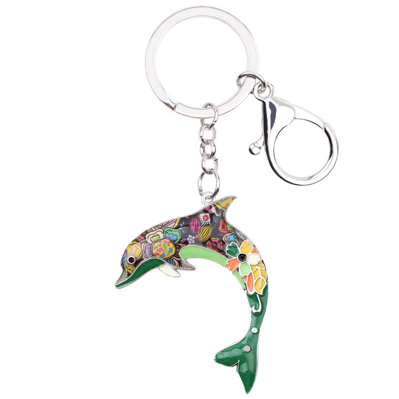 WEVENI Emaille Delfin Schlüsselanhänger Ozean Fisch Schlüsselring Für Damen Frauen Tasche Auto Brieftasche Charms Delphin Schmuck (Grün) von WEVENI JEWELRY