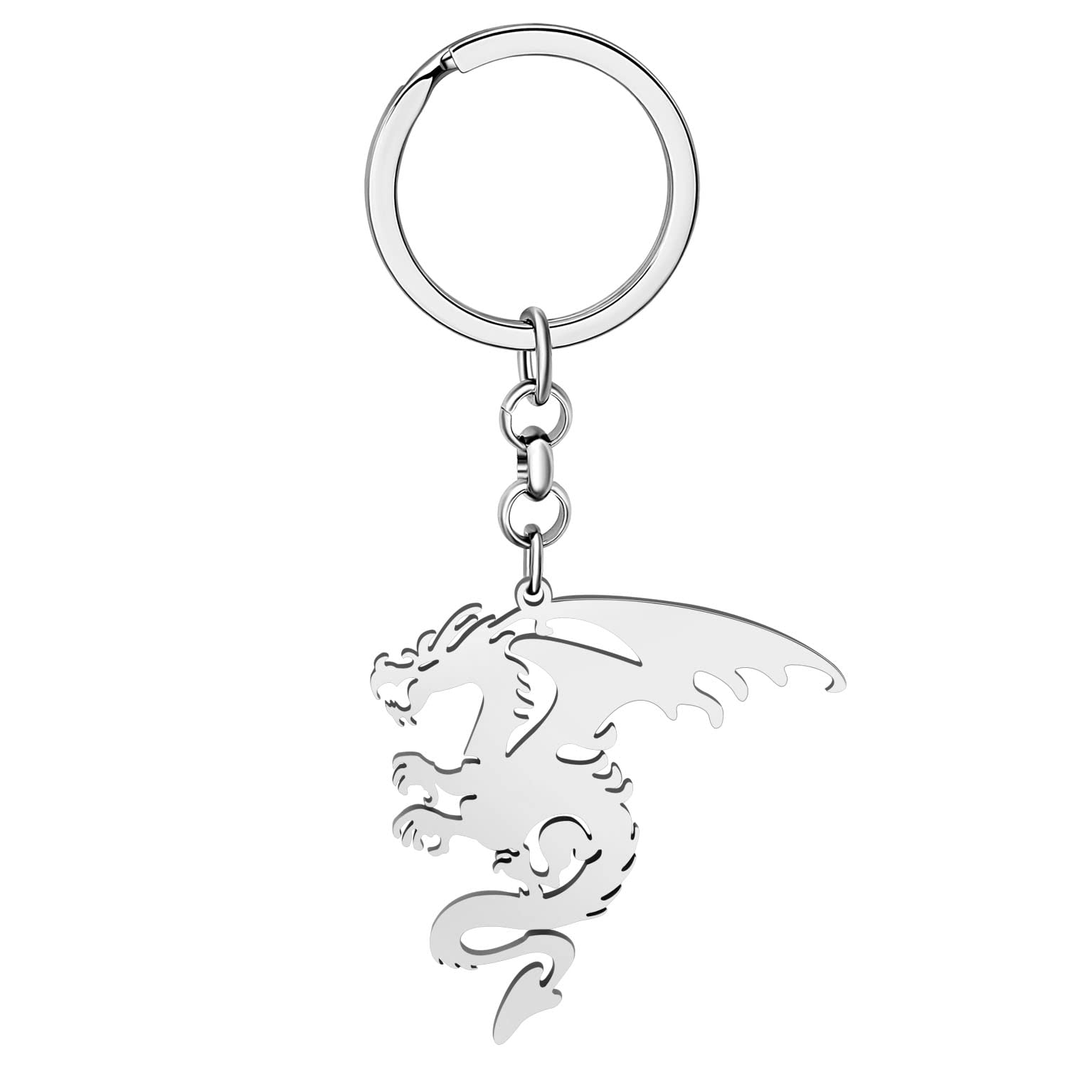 WEVENI Emaille Dragons Schlüsselanhänger Dinosaurier Drache Schlüsselring Mode Schmuck für Damen Frauen Mädchen Tasche Auto Brieftasche Charms (Edelstahl B) von WEVENI JEWELRY