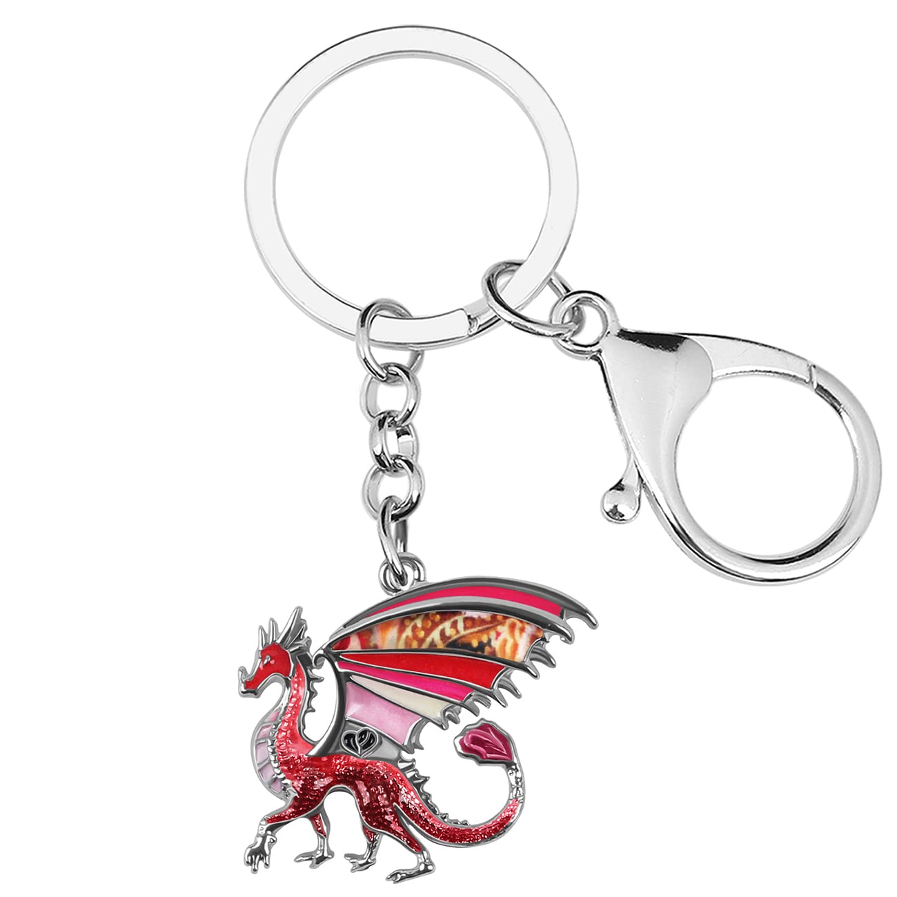 WEVENI Emaille Dragons Schlüsselanhänger Dinosaurier Drache Schlüsselring Mode Schmuck für Damen Frauen Mädchen Tasche Auto Brieftasche Charms (Rosa) von WEVENI JEWELRY