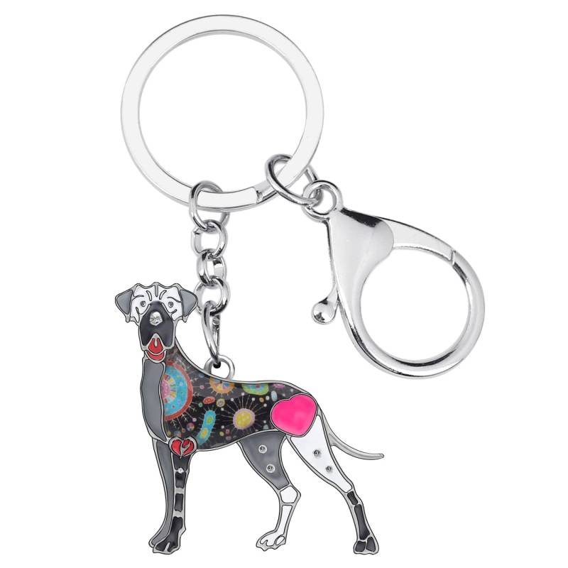 WEVENI Emaille Legierung Deutsche Dogge Hund Schlüsselanhänger Ring Handtasche Tasche Charme Schlüsselanhänger Mode Schmuck für Frauen Mädchen Geschenke (Schwarz) von WEVENI JEWELRY