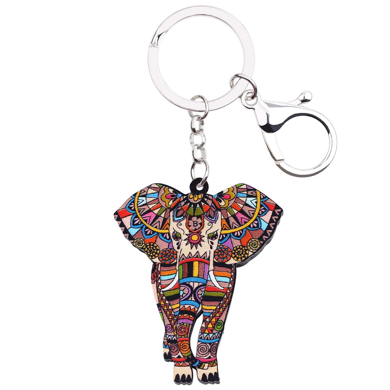 WEVENI Schlüsselanhänger aus Acryl, Dschungel-Elefant, personalisierter Schlüsselanhänger, Geldbörse, Autotasche, Anhänger für Frauen und Mädchen, Braun, 60mm x 49mm von WEVENI JEWELRY