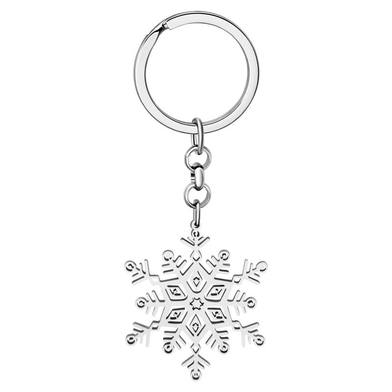 WEVENI Weihnachts-Schneeflocken-Schlüsselanhänger, zierlicher Edelstahl-Schlüsselanhänger für Frauen, Mädchen, Festival, Geschenke für Autoschlüssel, Anhänger, versilbert von WEVENI