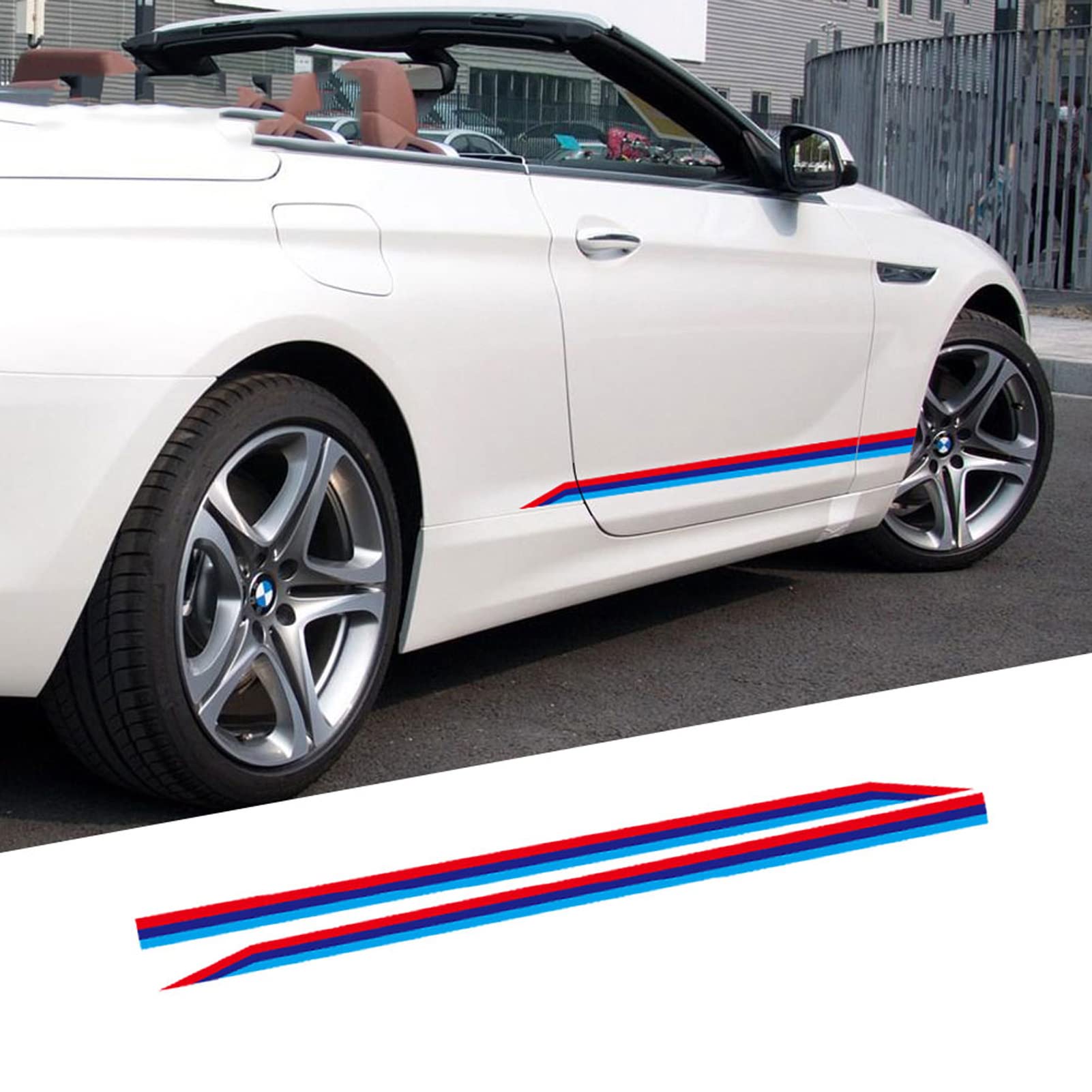Tricolor Performance Seitenstreifen Rock Aufkleber Aufkleber, für BMW F20 F23 F30 F32 F34 F36 F45 F10 F82 G30 E90 X3 X4 X5 X6 M4 M5 M6 von WEWEO