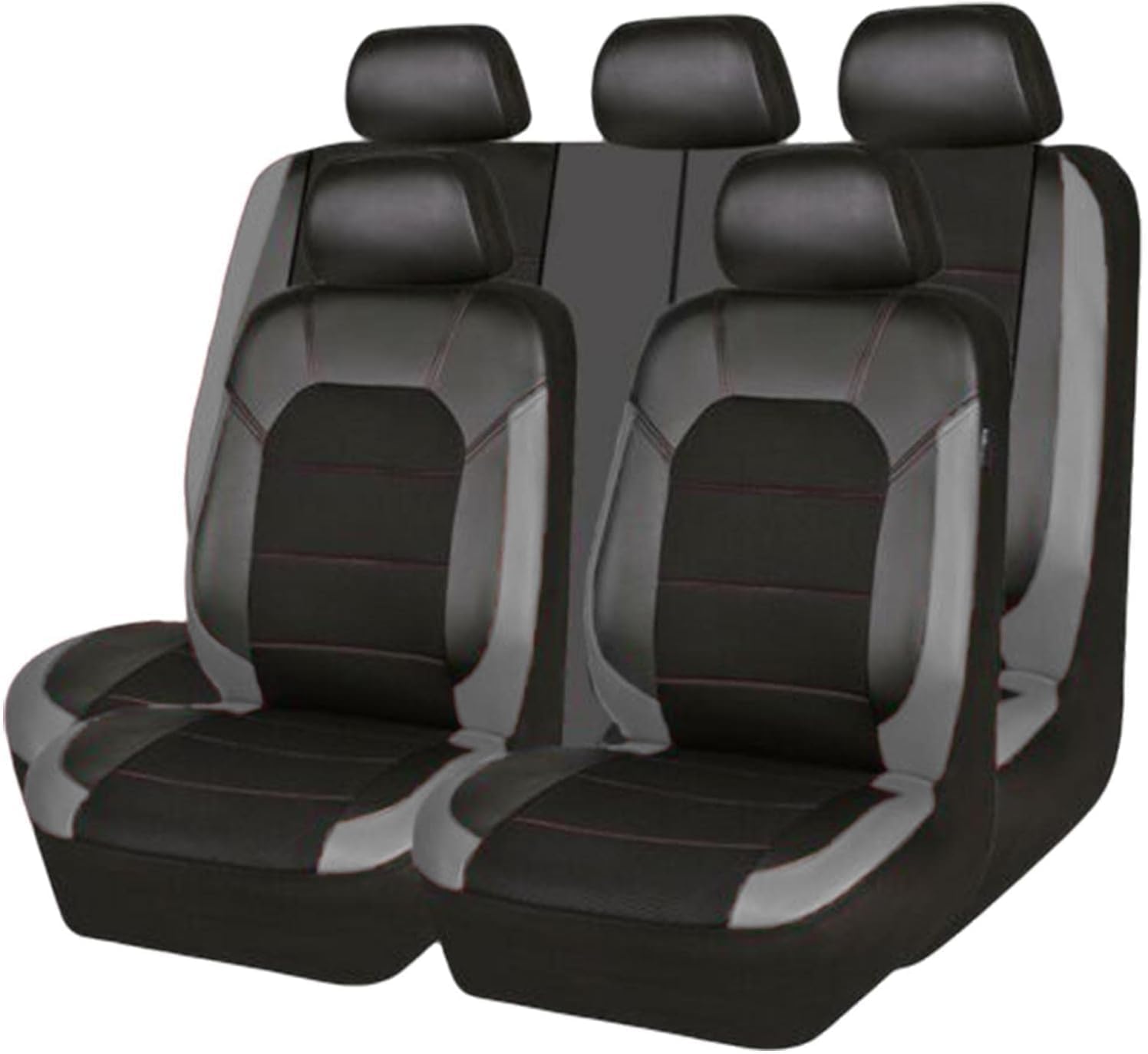 WEXY Leder Autositzbezüge Sets für SsangYong Korando (2019-2022), 9-teiliges Set Sitzbezug Komplett-Set, Atmungsaktiv Komfortable Allwetter Autositzschoner,D/Grey von WEXY