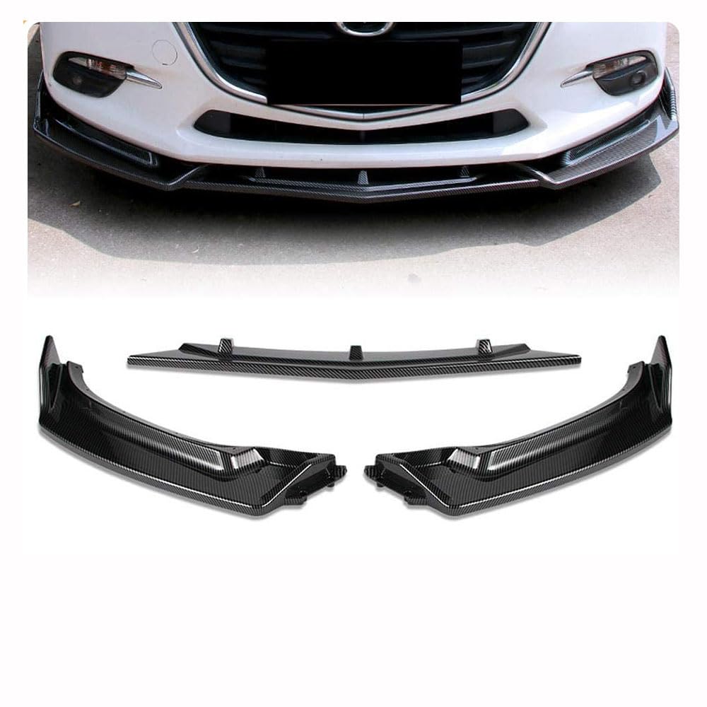 3 STK Frontlippe Spoiler Frontspoiler für Mazda 3 Axela 2014-2018 Auto FrontstoßStange Splitter Lippenspoiler Bodykit-SchutzzubehöR von WEYEZE