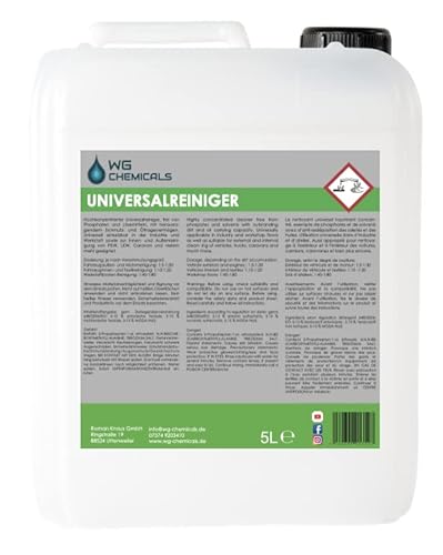 WG CHEMICALS Universalreiniger für die Außen & Innenreinigung von PKW, Caravan etc. | frei von Lösemitteln und Phosphaten | Industrie & Werkstattreiniger (5 Liter) von WG CHEMICALS