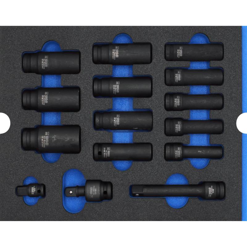 WGB MES blau Kraft-Steckschlüsseleinsätze lang 1/2" 15teilig von WGB