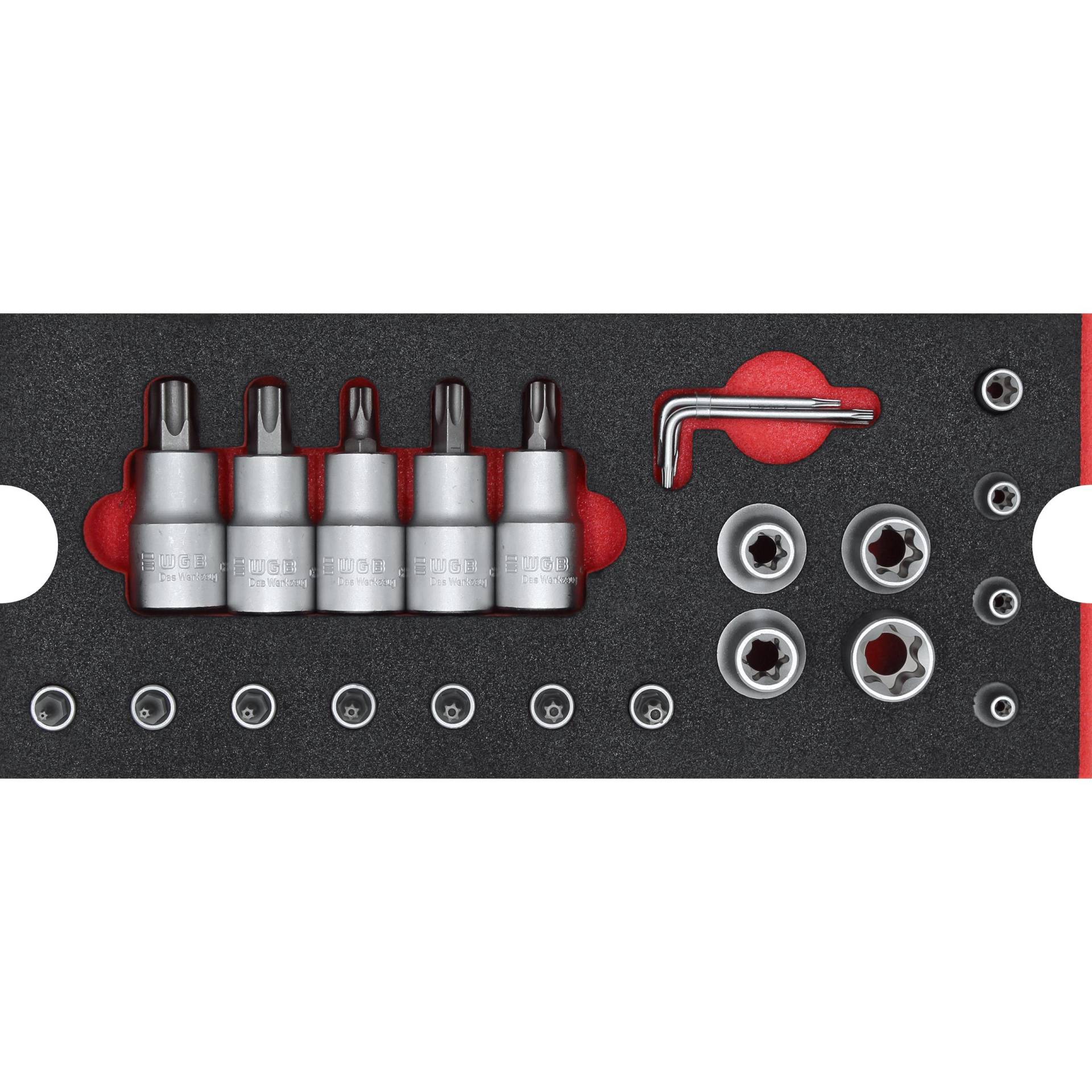 WGB MES rot T-Profil Steckschlüssel 1/4"+1/2" 23-teilig WGB MES rot T-Profil Steckschlüssel 1/4"+1/2" 23-teilig von WGB