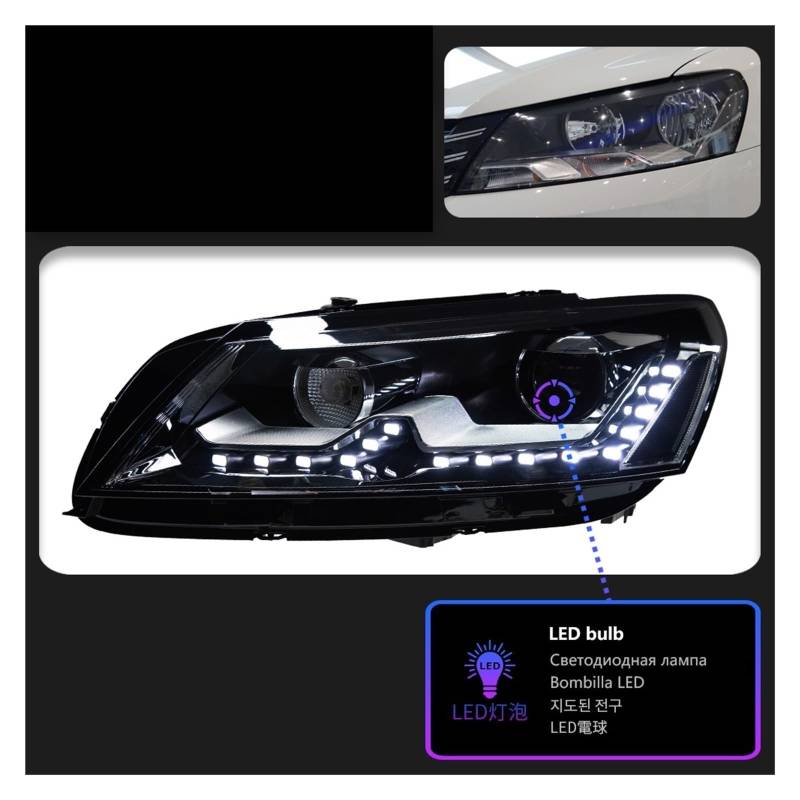Autozubehör, kompatibel mit VW Passat. B7 Scheinwerfer 2011–2015 Modellierung Angel Eyes LED-Tagfahrlicht Doppelprojektionslampen Autozubehör Modifikationen von WGDBCN