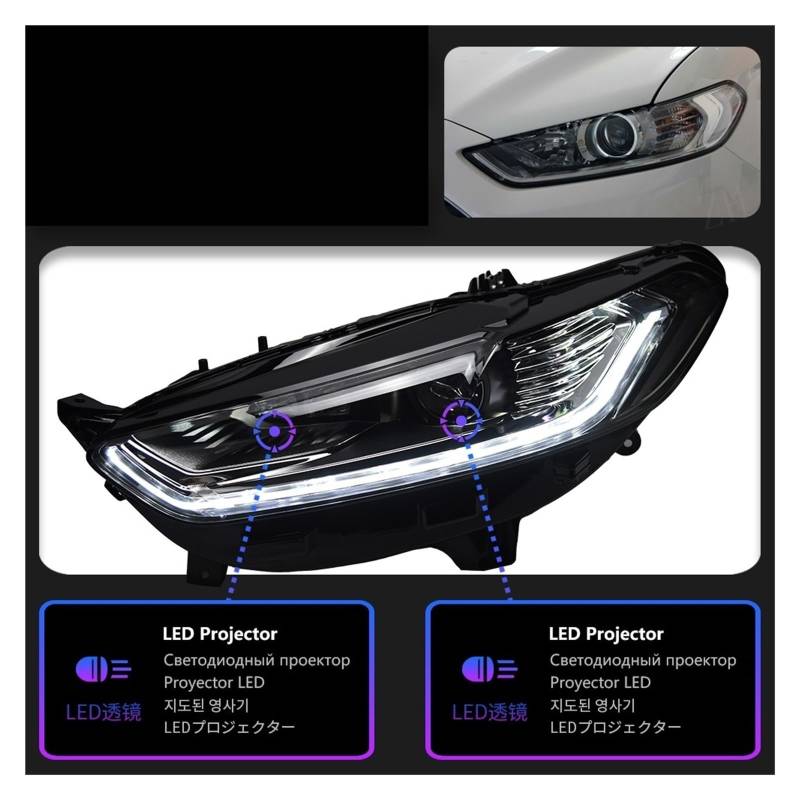 Kompatibel mit Mondeo Fusion. 2013–2017 LED-Bi-Xenon-Scheinwerfer mit DRL-Tagfahrlicht und Nebelscheinwerfern – Advanced Auto Parts(LEFT_LEFT HAND DRIVER) von WGDBCN