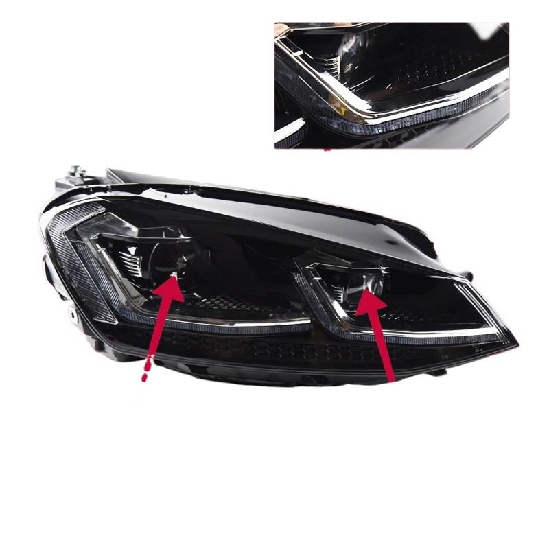 Kompatibel mit VW Golf. 7 MK7 Scheinwerfer-Kit mit LED-Tagfahrlicht und Xenon-Linse | Hella 5-kompatibler Golf 7.5 R Line (2013–2017)(TSI-Sliver,LEFT_ALL LED) von WGDBCN