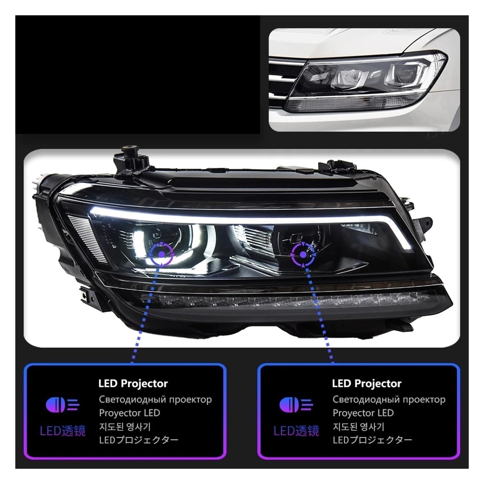 Kompatibel mit VW Tiguan. 2016–2022 Spezielle LED-Bi-Xenon-Scheinwerfer | DRL-Tagfahrlicht | Nebelscheinwerfer-Upgrades | Autoteile(LEFT HAND DRIVER_LEFT) von WGDBCN