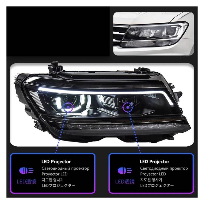 Kompatibel mit VW Tiguan. 2016–2022 Spezielle LED-Bi-Xenon-Scheinwerfer | DRL-Tagfahrlicht | Nebelscheinwerfer-Upgrades | Autoteile(LEFT HAND DRIVER_LEFT) von WGDBCN