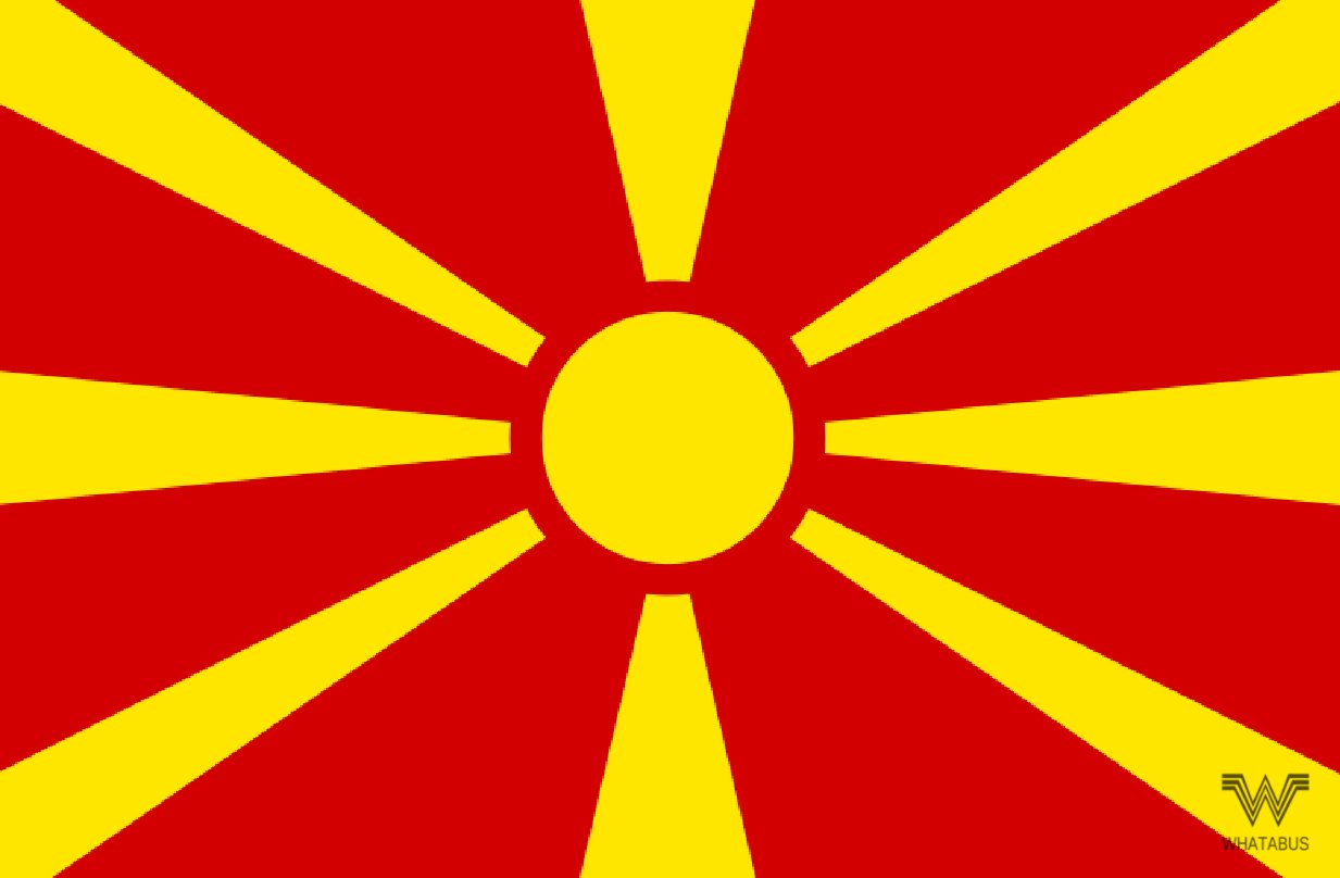 WHATABUS Nordmazedonien/Mazedonien Flagge Aufkleber - Länderflagge als Sticker 8,5 x 5,5 cm von WHATABUS