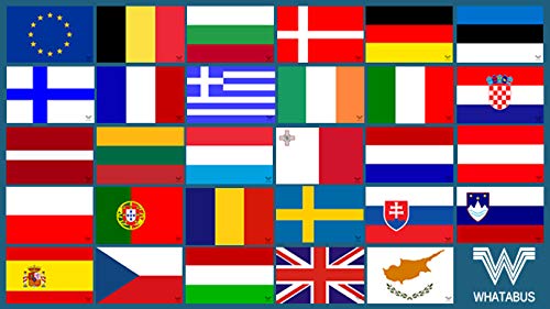 WHATABUS EU - Alle Länderflaggen der Europäischen Union - Aufkleber Set - 29 Sticker von WHATABUS
