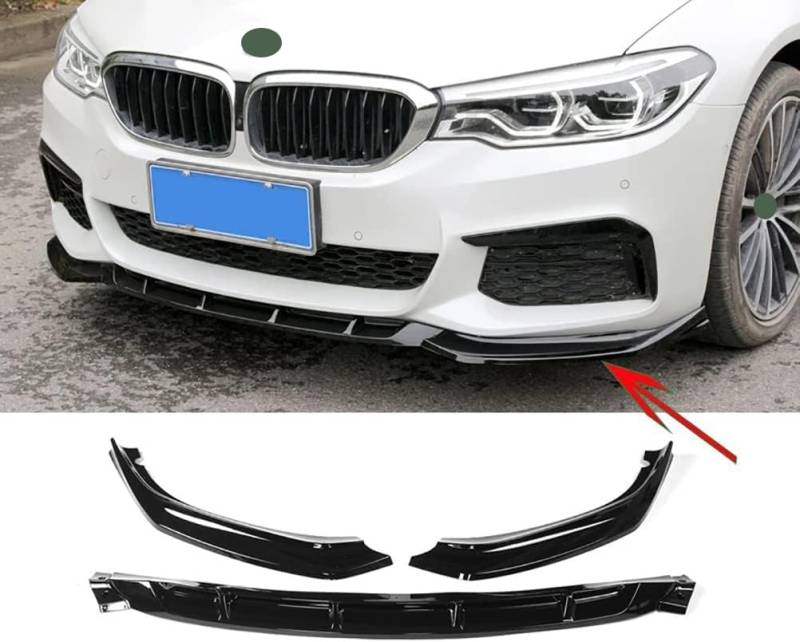 Auto Frontlippe Frontspoiler für BMW 5 Series G30 G31 G38 540i M Sport 2018-2020,Frontstoßstangen Lippenkörper Autoteile Autoantikollisionsschutz,A/Black von WHMH