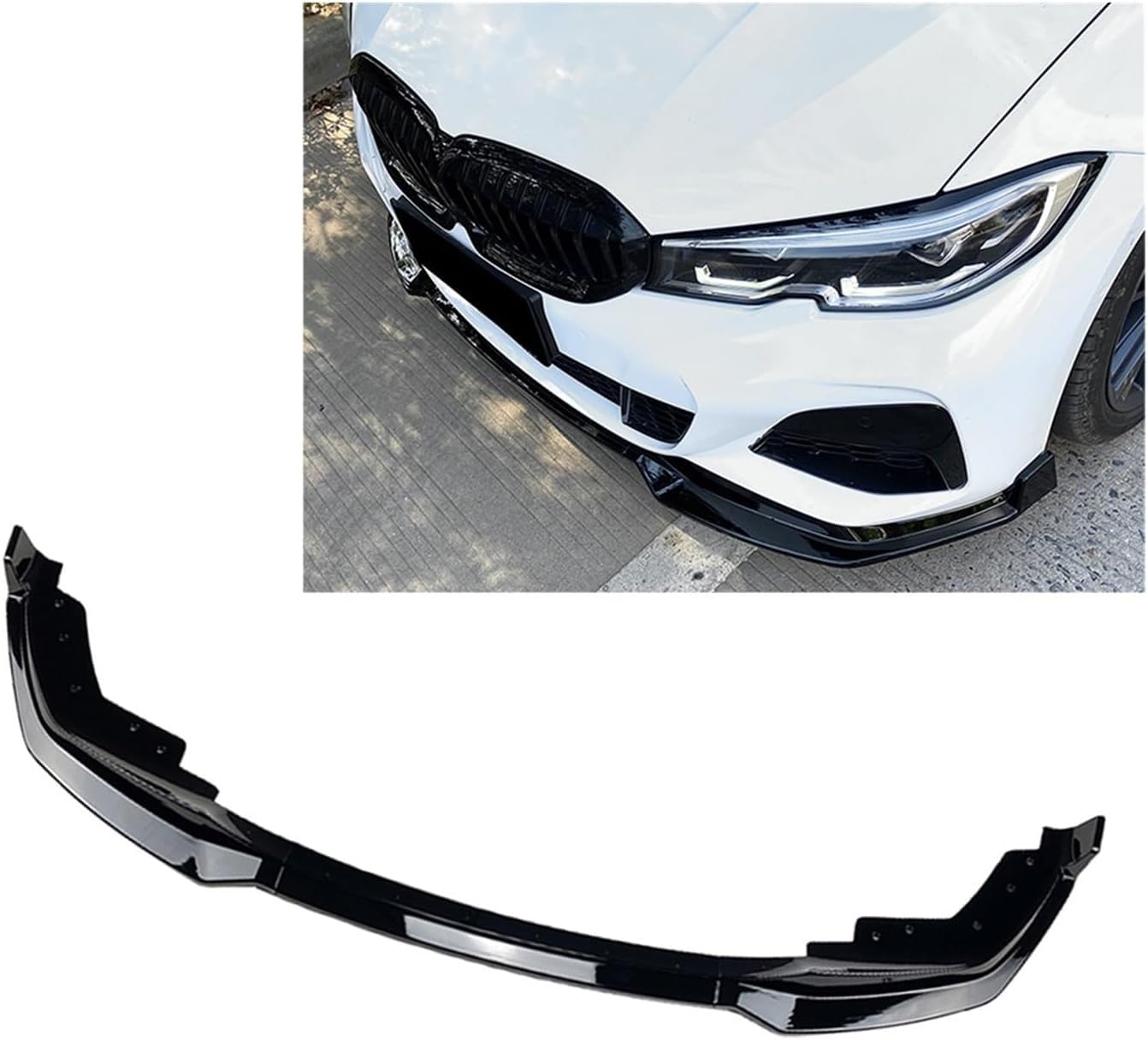 Auto Frontlippe Frontspoiler für BMW Série 3 G20 M-Pack 330d 318i 330e 330i 320i M340i xDrive 2019-2022,Frontstoßstangen Lippenkörper Autoteile Autoantikollisionsschutz, A/Black von WHMH