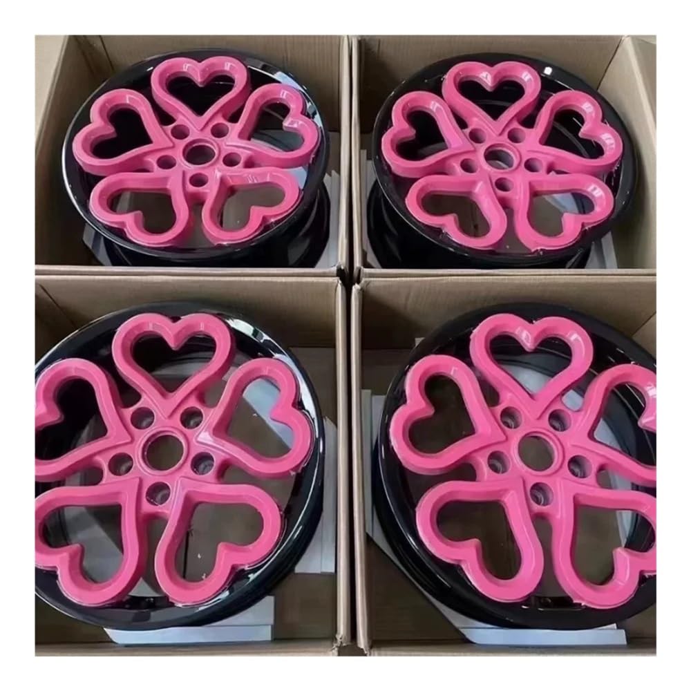 LBLYTO 1 Stück Auto-Leichtmetallfelgen Räder 5x100, 5x112, 5x114.3, 5x120 for Autoreifen Rosa Herzförmige Felgen Bester Qualität, Kann Angepasst Werden Alle(5x114.3,Four PINK Wheel_20IN.) von WHZYL