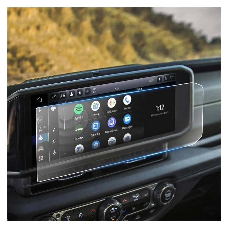 Navigations-Displayschutz Für Jeep Für Wrangler Für JL Für Gladiator Für JT 2024, 2 STÜCKE 12,3 Zoll Autonavigation Displayschutzfolie Aus Gehärtetem Glas Navigation Schutzfolie(1PC) von WIBNBRO