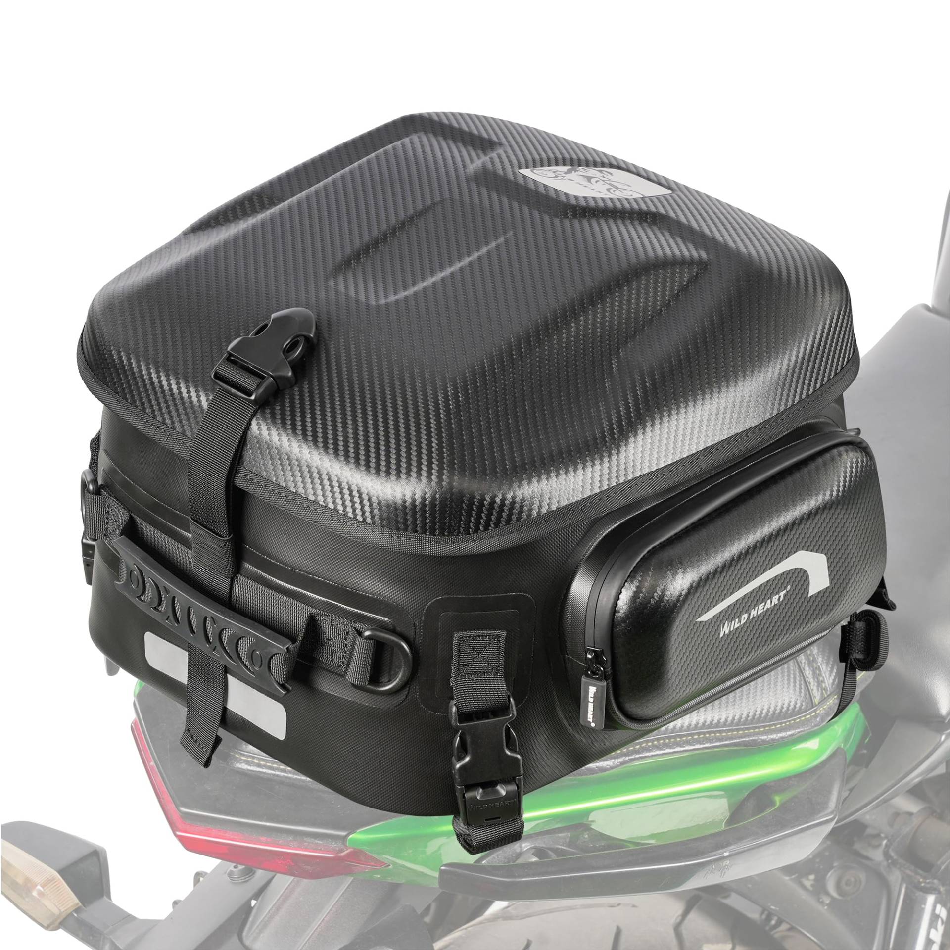 WILD HEART Motorrad-Hecktasche, Hartschale mit Erweiterbarer Kapazität 24L-34L Wasserdicht Verschleißfest Hält Helm Rücksitztasche von WILD HEART