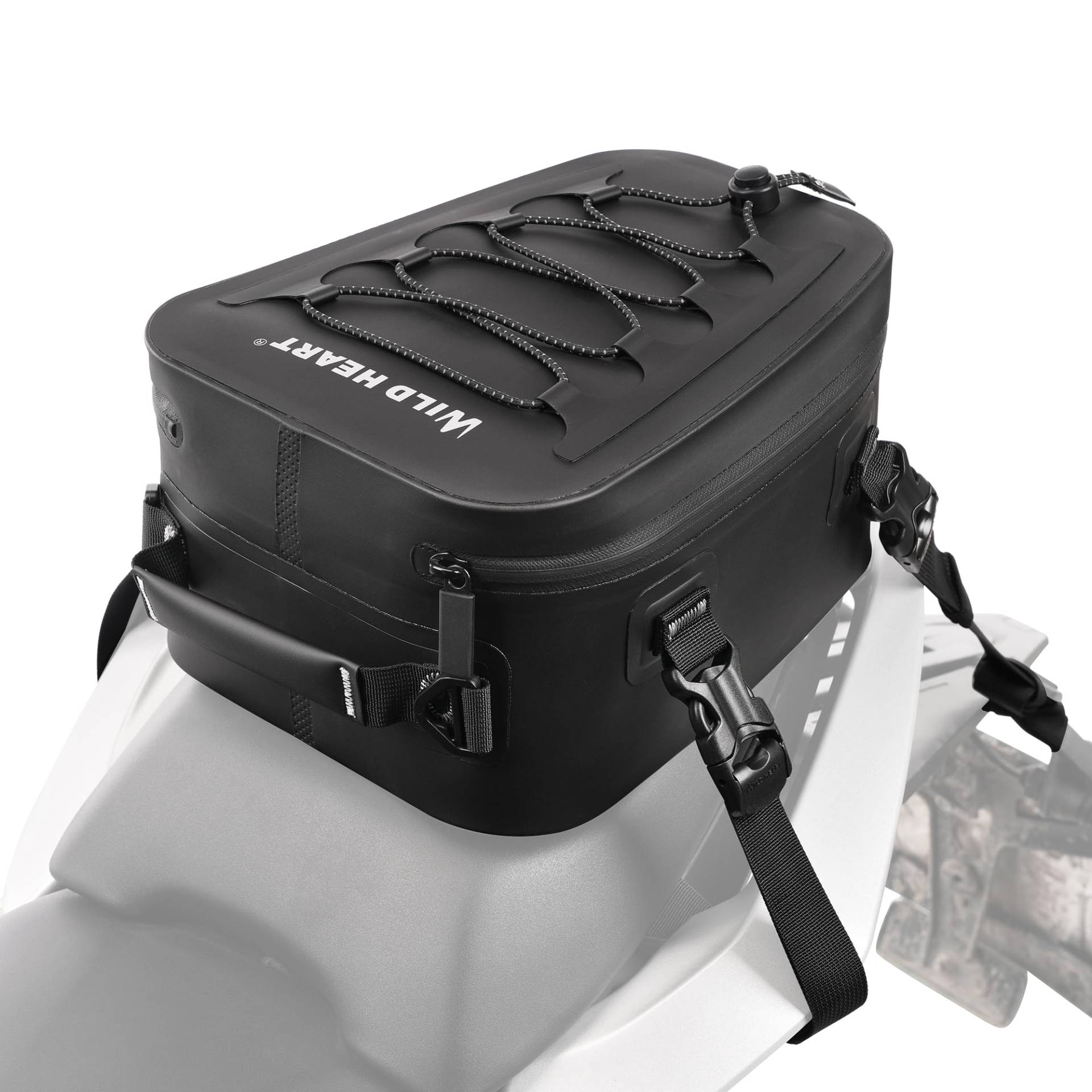 WILD HEART Motorrad-Hecktasche/Tanktasche, Wasserdicht, Multifunktionale Rücksitz-Gepäck-Satteltaschen für Motorräder 6L (Seil Schwarz) von WILD HEART