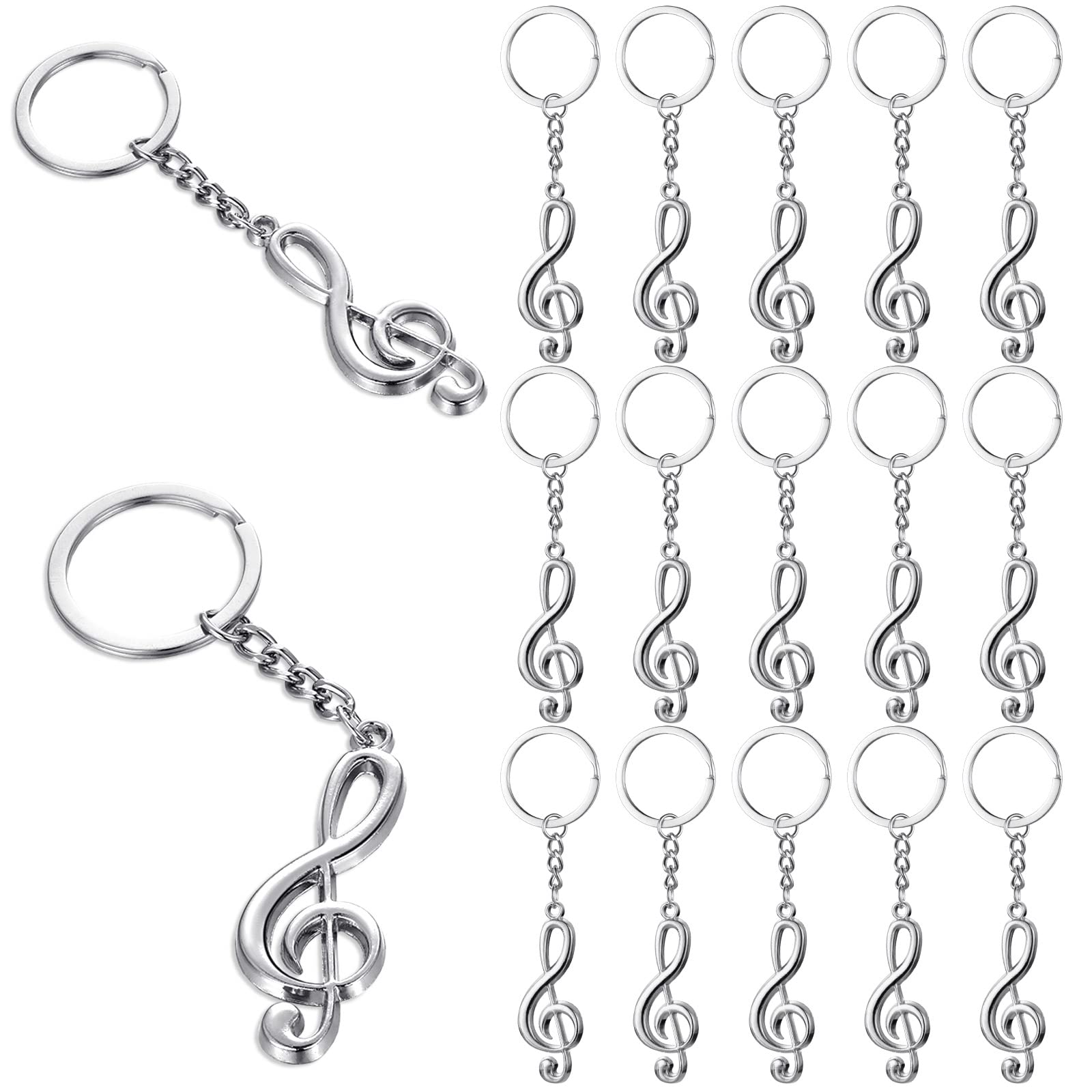 24 Stück Musiknoten Schlüsselanhänger Metall Schlüsselanhänger Kleine Musiklehrer Anhänger Schild Back to School Geschenk für den ersten Schultag Weihnachtsgeschenke Frauen, Musiknote, 5.6 x 2 cm/ 2.2 von WILLBOND