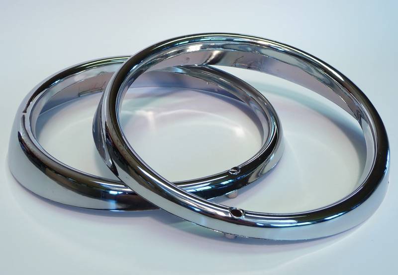 2-STÜCK Scheinwerferring PVC in CHROM mit 1-Loch Befestigung von WIM-DESIGN
