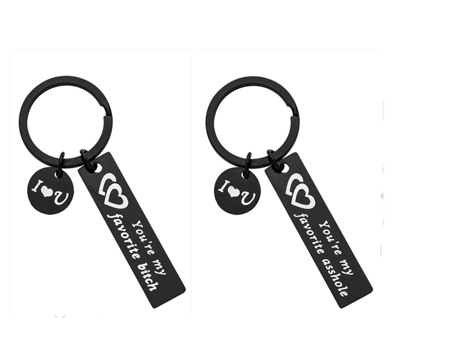 WINCSPACE Lustiges Paar Schlüsselanhänger You are My Favorite Asshole Bitch 2pcs Set Keychain Geschenk, Schwarz, middle WINCSPACE Lustiges Paar Schlüsselanhänger You are My Favorite Asshole Bitch 2pcs Set Keychain Geschenk, Schwarz, middle von WINCSPACE