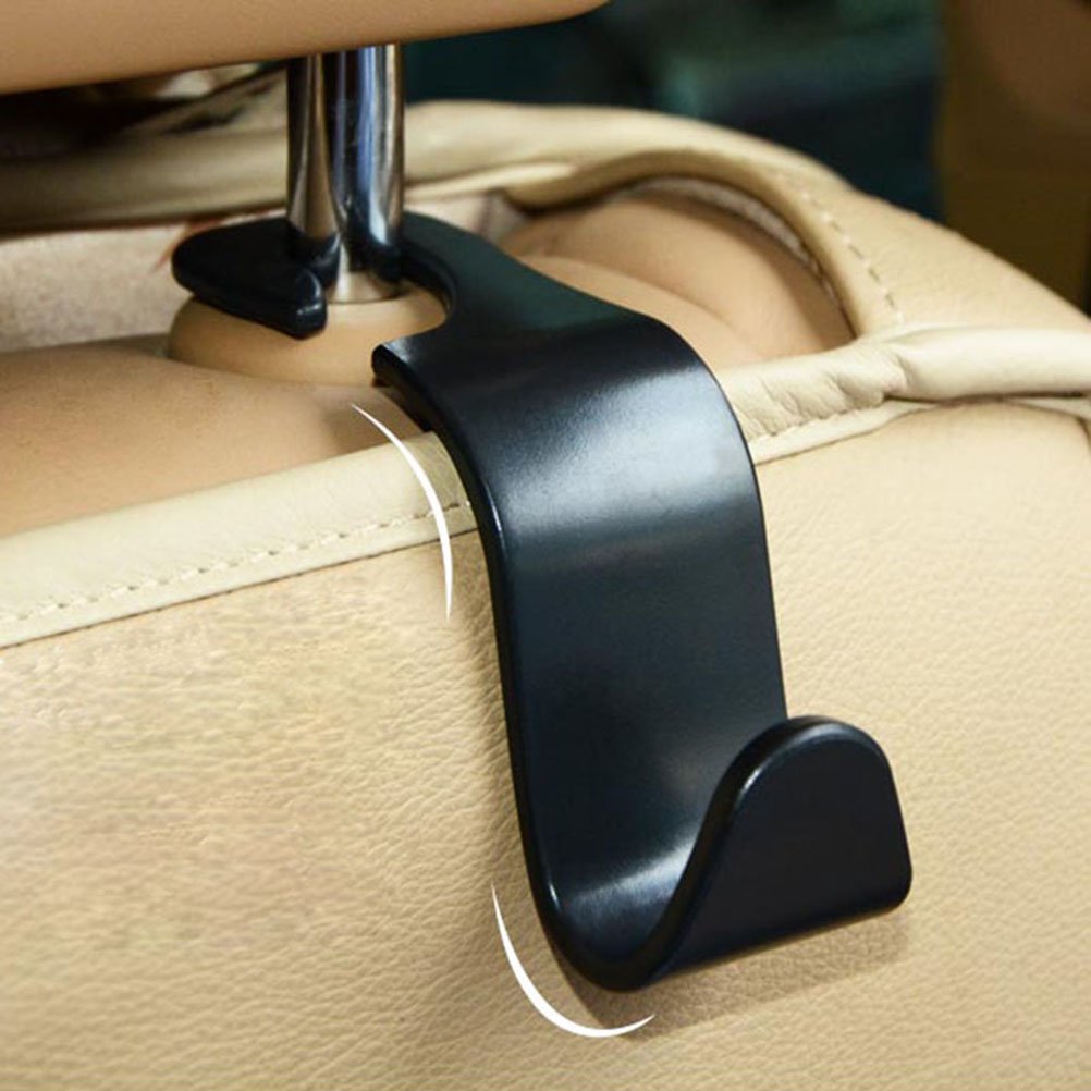 WINOMO 4pcs Auto Rücksitz Kopfstütze Veranstalter Aufhänger Lagerung Haken für Lebensmittel Tasche Handtasche (schwarz) von WINOMO