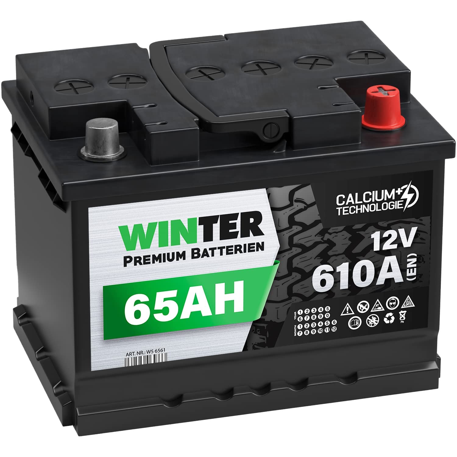WINTER Premium Autobatterie 12V 65Ah 610A/EN statt 60Ah 61Ah 62Ah 63Ah 64Ah von WINTER PREMIUM BATTERIEN