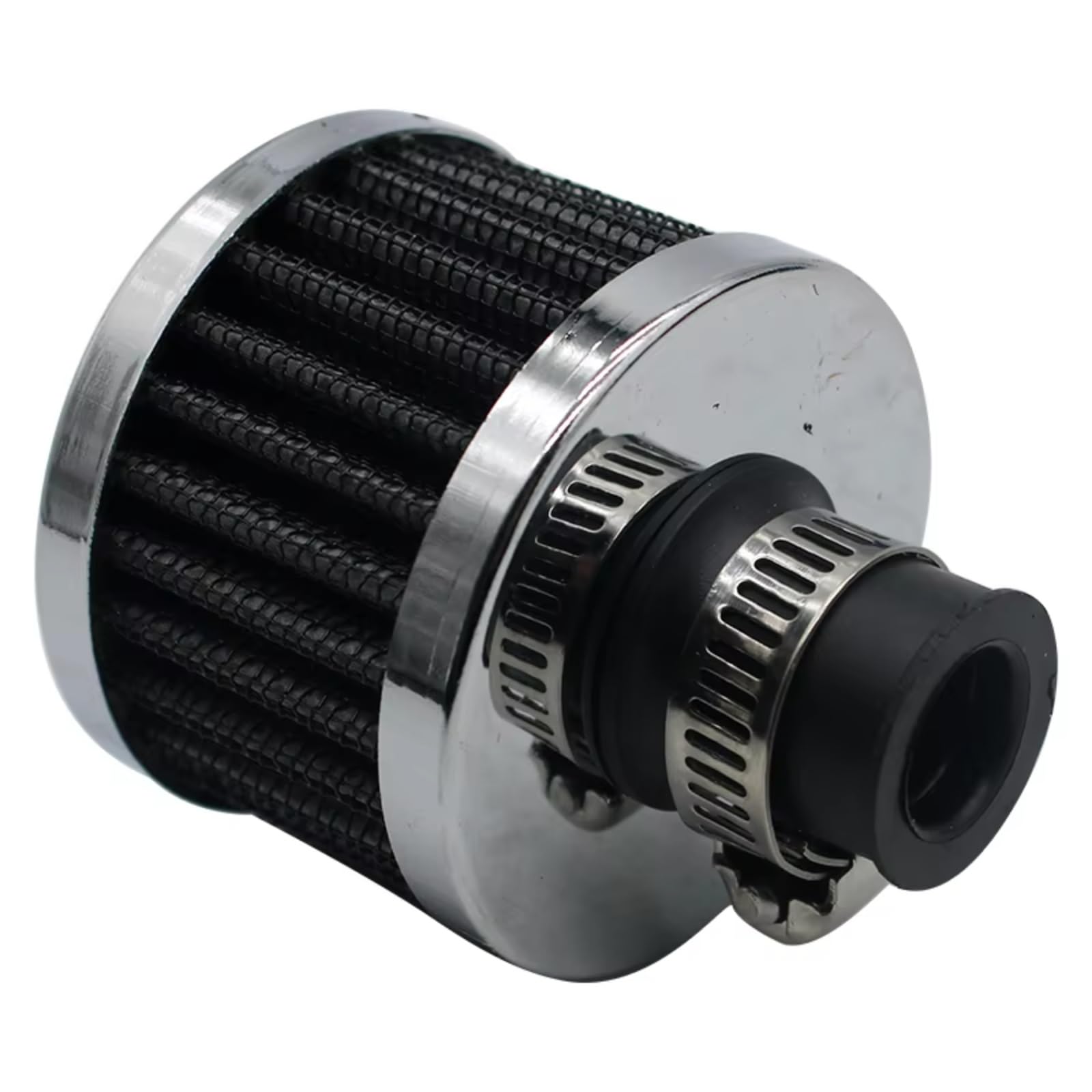 Motorrad Luftfilter Universal-Schnittstelle Auto-Luftfilter 12mm Motorrad Kaltlufteinlass High Flow Kurbelgehäuse-Entlüftungsabdeckung Sportluftfilter Luft Filter(Silber) von WINVOX