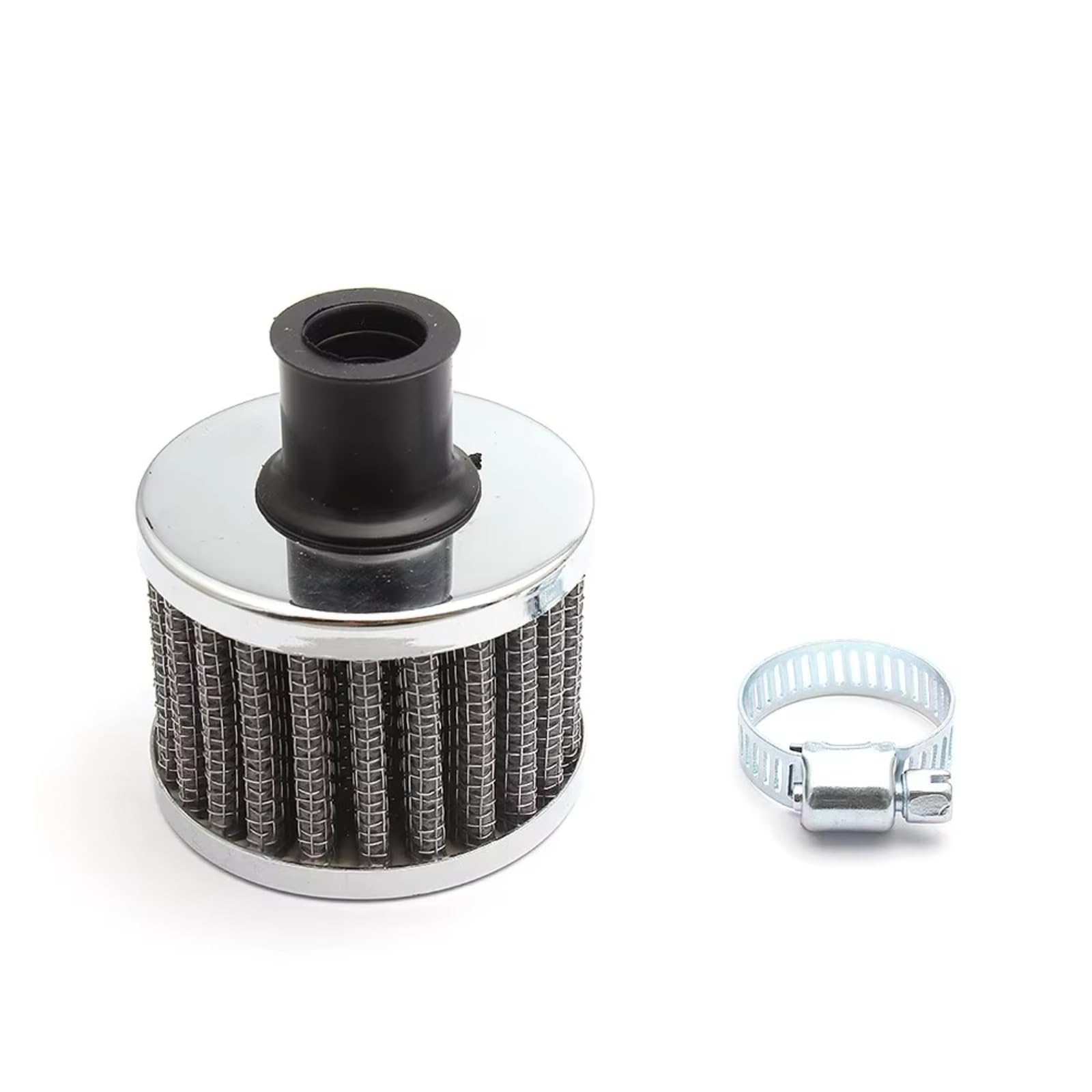 Motorrad Luftfilter Universeller 12-mm-Luftfilter Motorrad-Kaltluftansaugung Pilzstil Mit Hohem Durchfluss -Entlüftungsabdeckung Entlüftungsfilter Sportluftfilter Luft Filter(Silber) von WINVOX