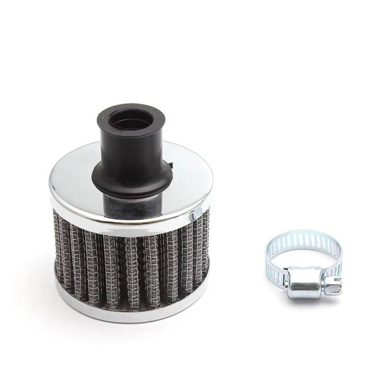 Motorrad Luftfilter Universeller 12-mm-Luftfilter Motorrad-Kaltluftansaugung Pilzstil Mit Hohem Durchfluss -Entlüftungsabdeckung Entlüftungsfilter Sportluftfilter Luft Filter(Silber) von WINVOX
