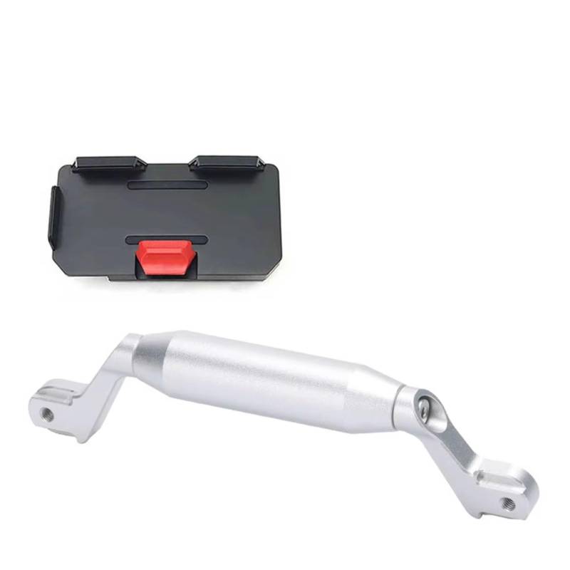Motorrad Navigationshalterung Für Tiger 1200 GT Pro 2023-up 12MM 22MM Motorrad GPS Telefon Halter USB Drahtlose Ladegerät Navigation Halterung Montieren(22mm -Silver -Holder) von WINVOX
