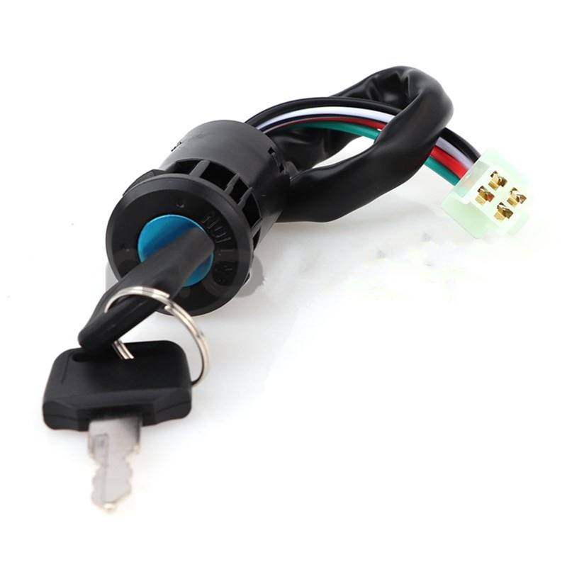 Motorrad Zündschlüsselschalter Für ATV Moto Zubehör Motorrad Start Schalter Türschlösser DREI Plug-ins Motorrad Motorrad Zündschlüssel Mit Draht Zündschloss(Plug-in 1) von WINVOX