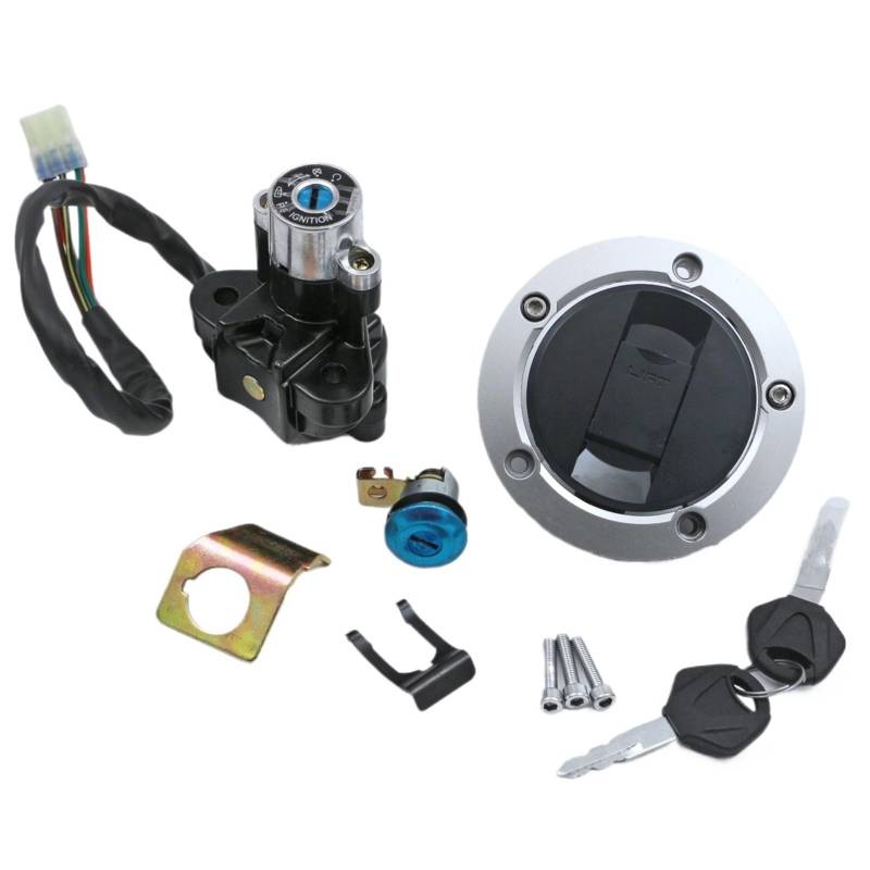 Motorrad Zündschlüsselschalter Für GSX650F 2008-2011 Für GSX650 Für GSX1250FA 2010-2011 Motorrad Zündung Kraftstoff Gas Tankdeckel Abdeckung Sitz Schloss Set Zündschloss(Complete Set) von WINVOX