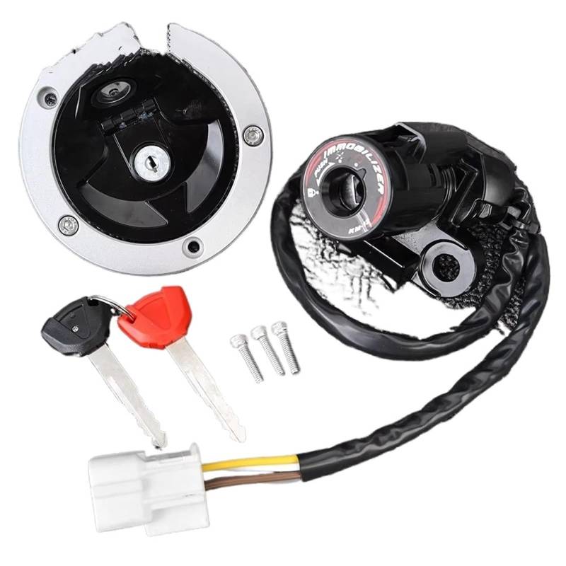 Motorrad Zündschlüsselschalter Für Kawasaki ZX1400 EX650 EX400 Für Ninja Für ZX14R 650 400R ER650 Kraftstoff Tank Kappe Zündung Schalter Sitz Lock Key Kit Zündschloss von WINVOX
