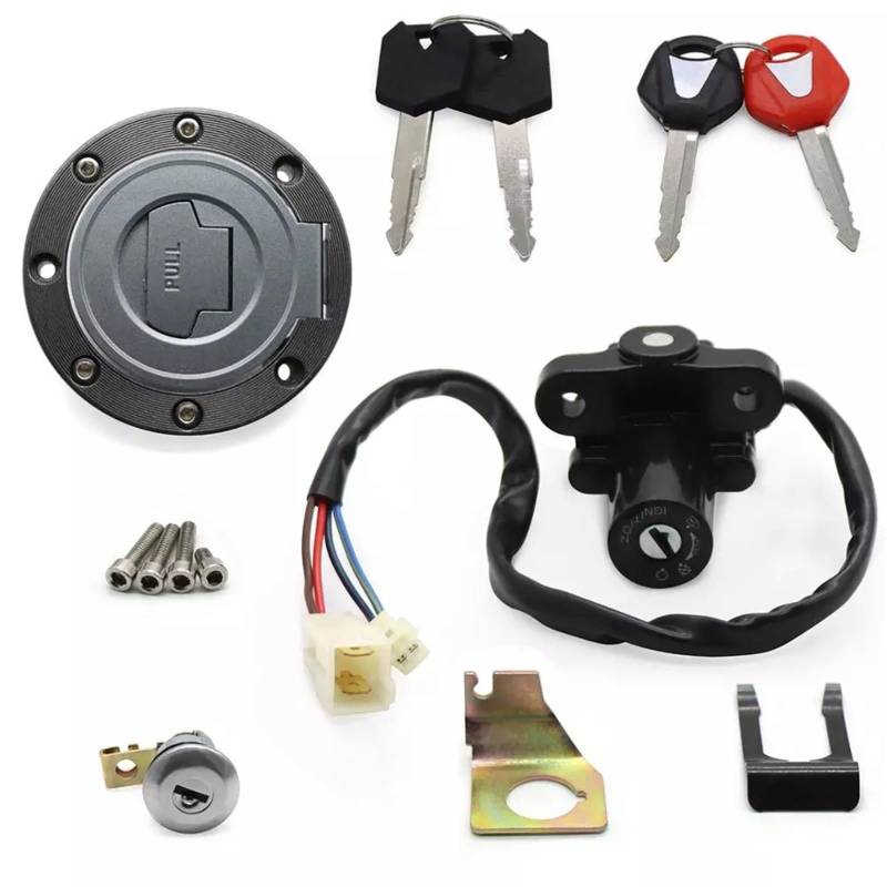 Motorrad Zündschlüsselschalter Für YZF R1 2002-2003 2007-2022 R6 2004 2006-2022 Für FJR1300 2001-2022 FZ6 Zündschloss Tankdeckel Sitzschloss Schlüsselsatz Zündschloss(A) von WINVOX