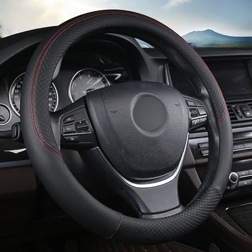 WINVOX Lenkradbezug Leder für VW T4 T5 T6, Schwarz, 38 cm Durchmesser, für Van von WINVOX