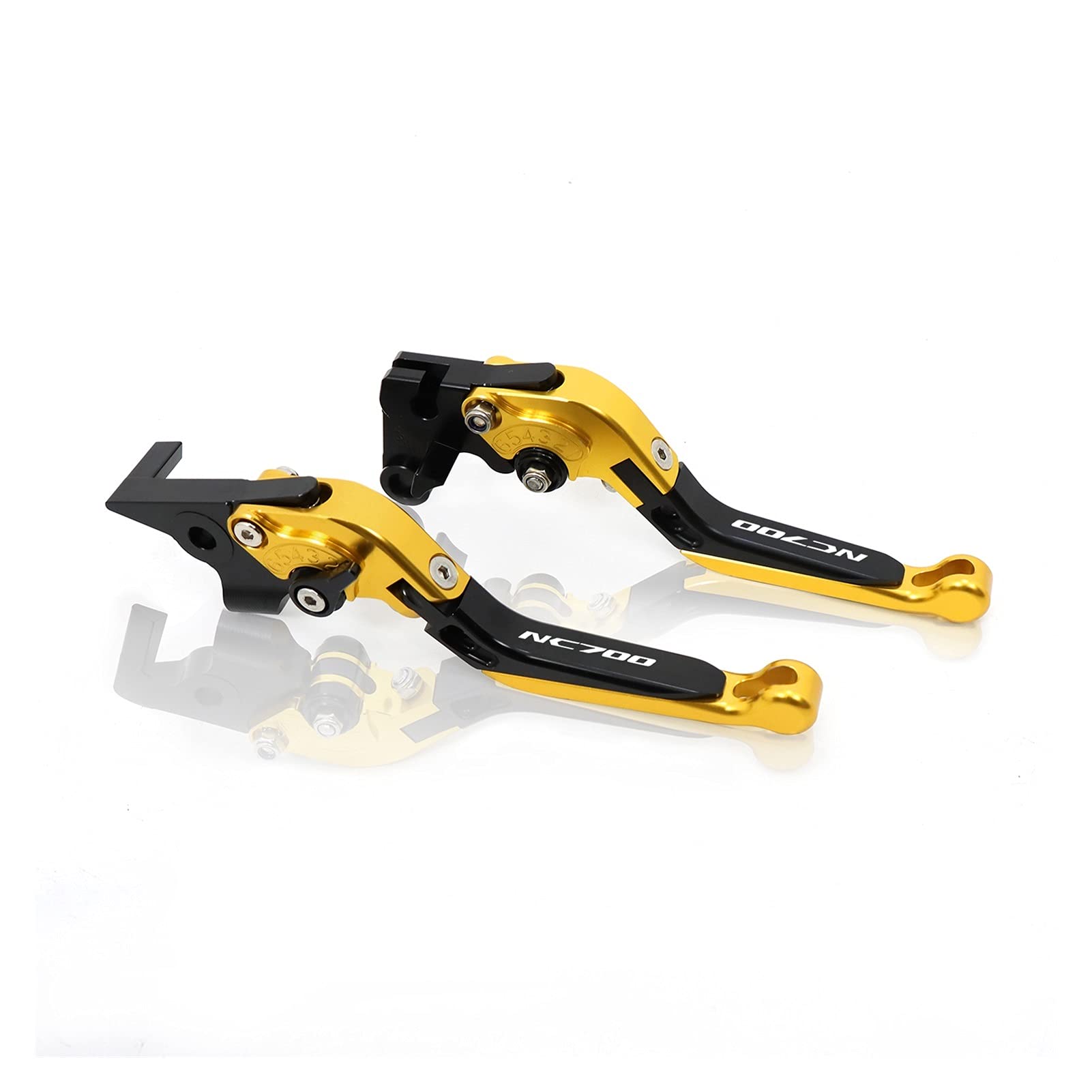 WINVOX Bremshebel und Kupplung Replacement for Hon Da NC700 NC750 S/X NC750S NC750X NC700S NC700X 2012-2021 Motorrad CNC Verstellbare Ausziehbare Klappbremskupplungshebel Lenker(Gold+Black+Gold) von WINVOX